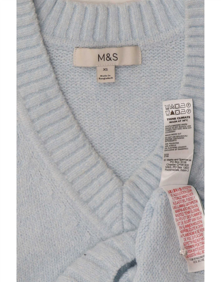 Marks & Spencer Pull surdimensionné à col en V pour femme UK 6 XS Bleu