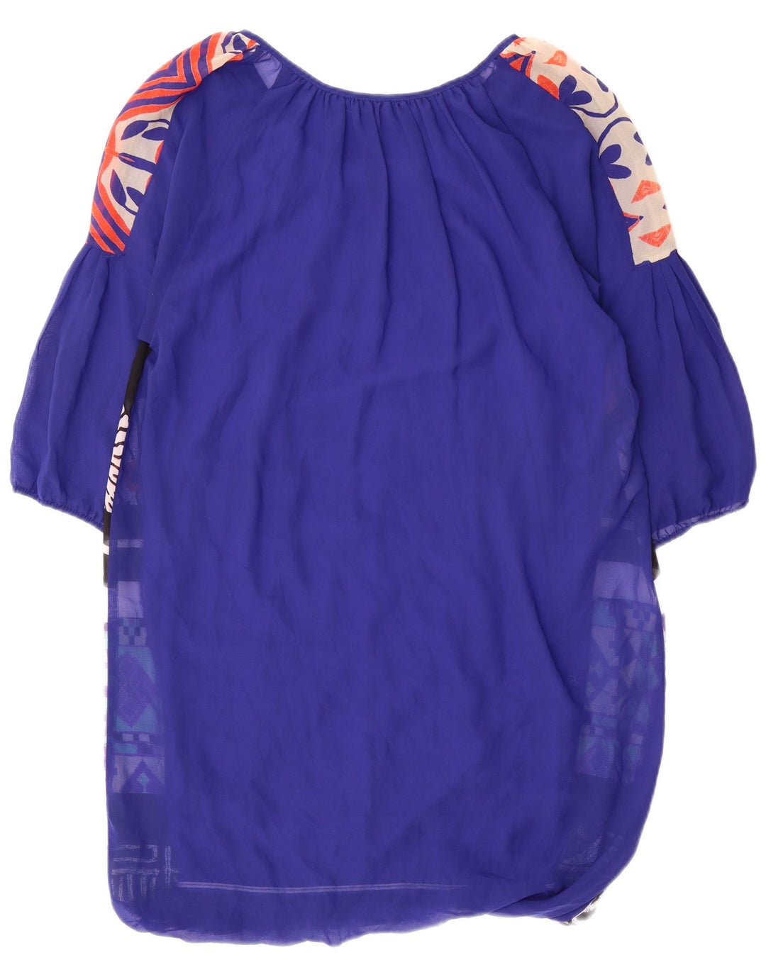 Desigual Robe caftan graphique à manches 3/4 pour femme UK 14 Bleu moyen Patchwork