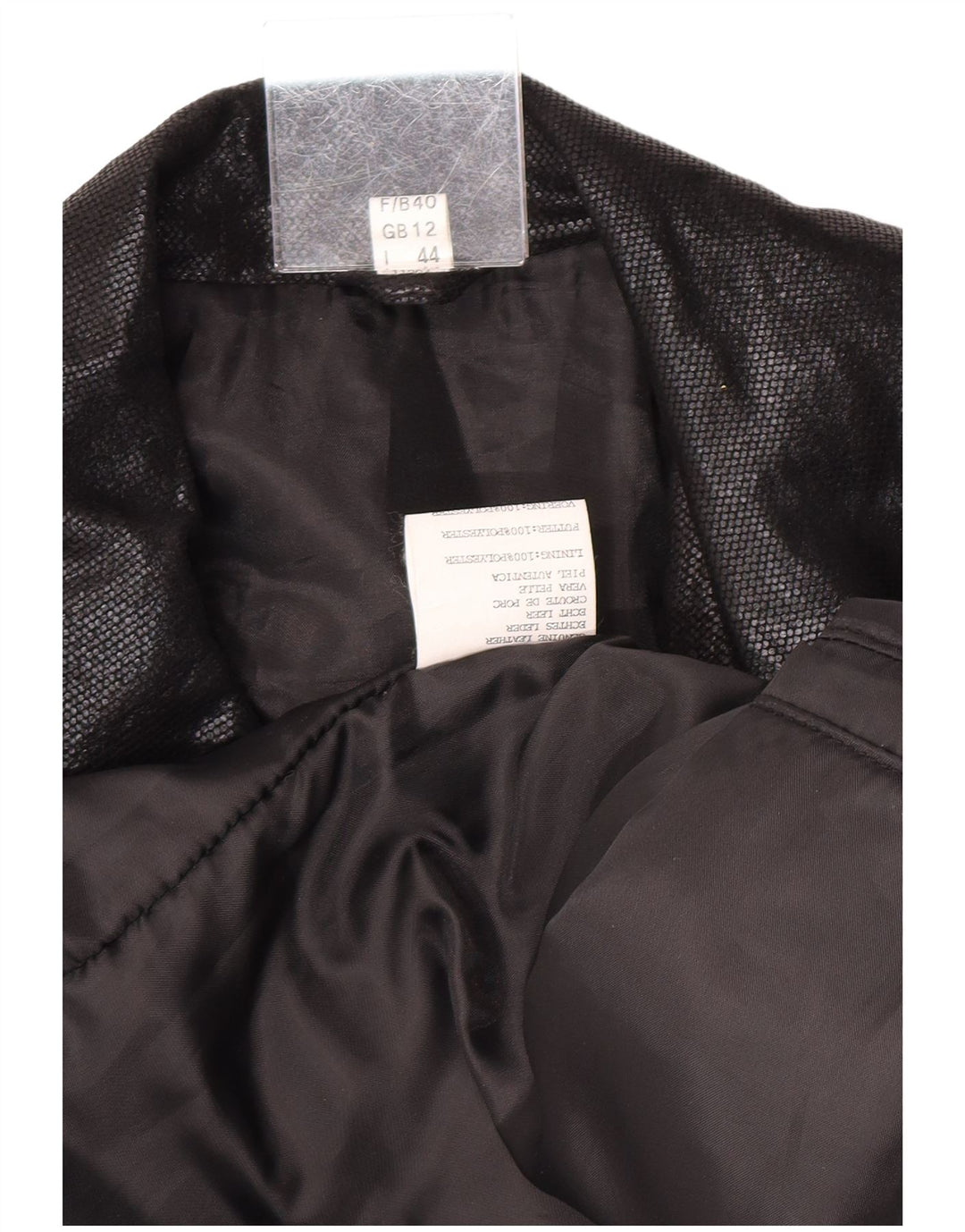 vintage Femme Suède Pardessus UK 12 Cuir Colorblock Bleu Moyen