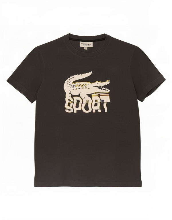 Lacoste Mens Graphic T-Shirt Top Size 3 Small Grey Cotton