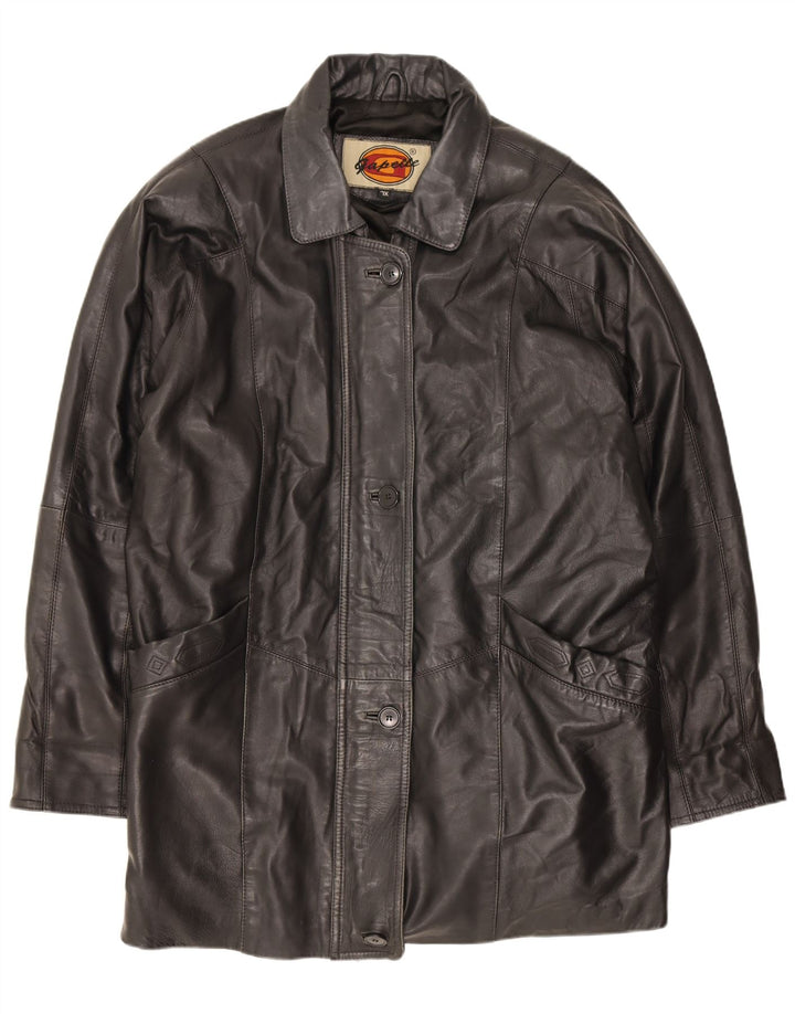 Gapelle Manteau en cuir surdimensionné pour femme UK 18 XL Noir