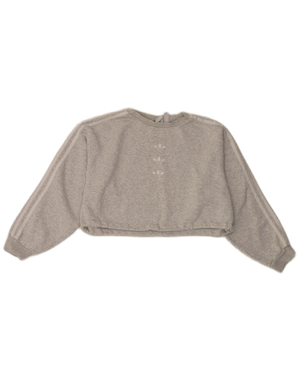 Adidas Sweat-shirt court surdimensionné pour femme UK 10 Petit gris moucheté