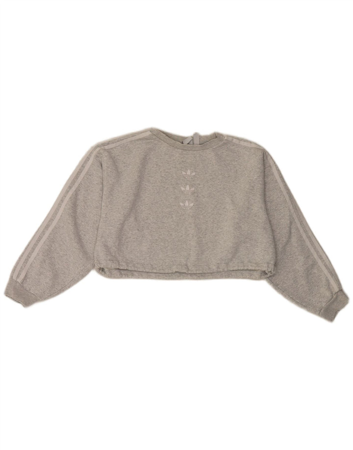Adidas Sweat-shirt court surdimensionné pour femme UK 10 Petit gris moucheté