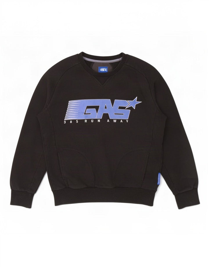 Gas Sweat-shirt graphique pour homme en coton noir moyen