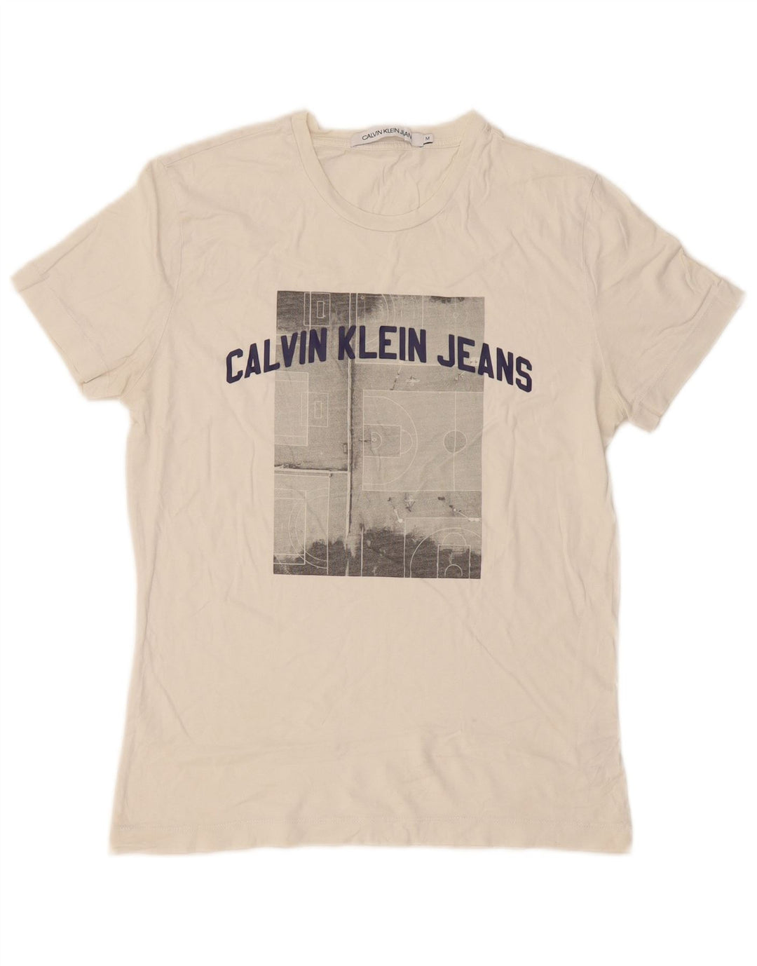 Calvin Klein Jeans T-Shirt Graphique Homme Blanc Moyen Coton