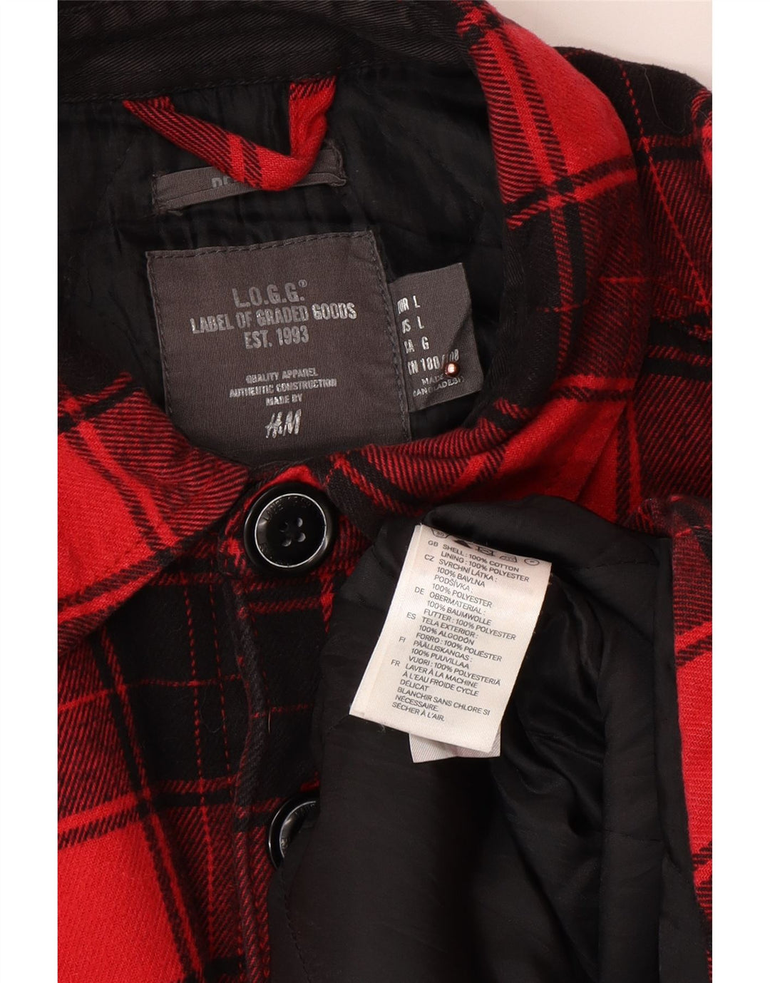 H&M Chemise en flanelle Lumberjack pour hommes, grands carreaux en coton rose