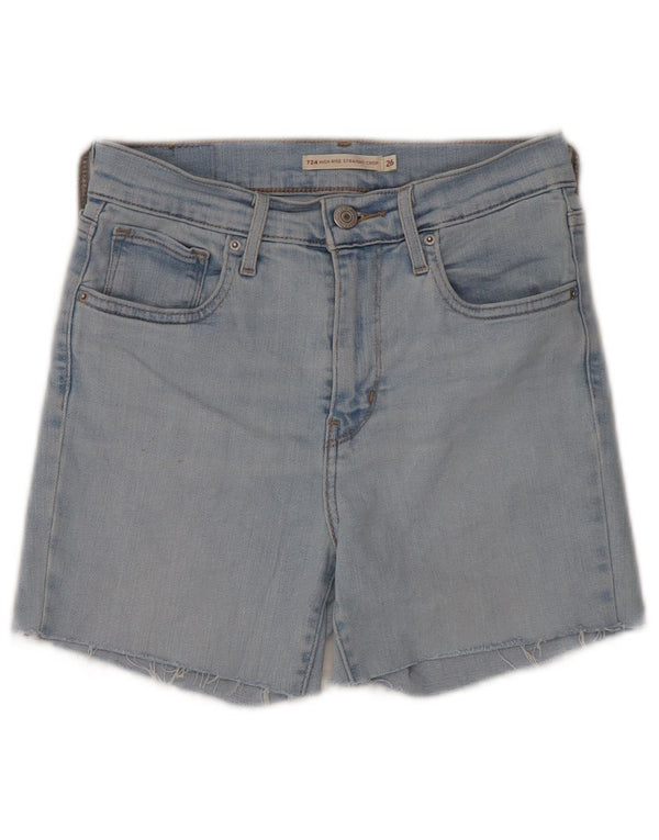 Levi's Womens 724 High Rise Denim Shorts W26 Small Blue Cotton