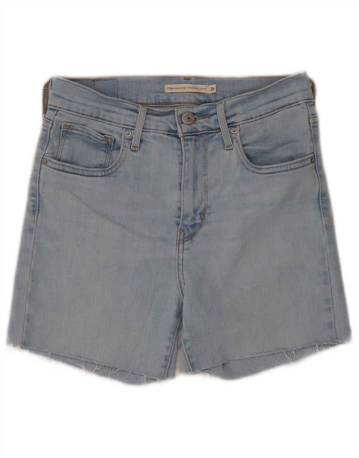 Levi's Short en Jean Taille Haute 724 Femme W26 Petit Bleu Coton