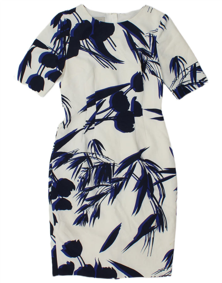 Hobbs Robe fourreau pour femme UK 10 Petit polyester floral blanc