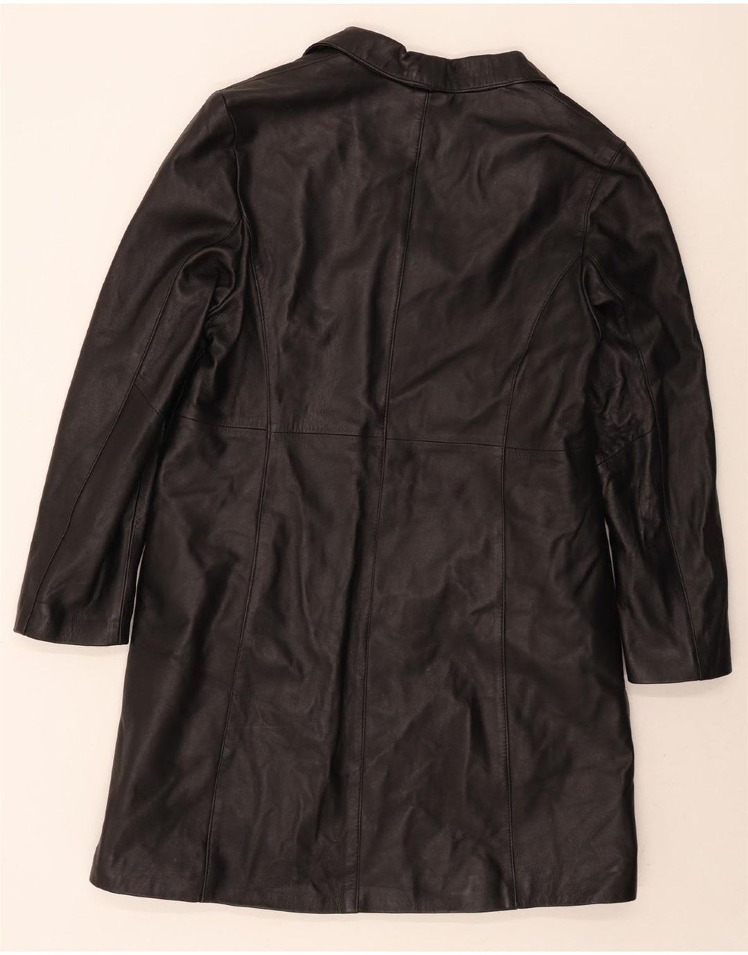 VINTAGE Womens Leather Coat UK 16 Large Black Leather Vintage Vintage and Second-Hand Vintage from Messina Hembry 