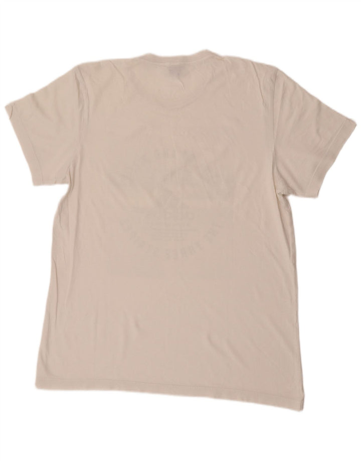 Adidas T-Shirt Graphique à Trois Rayures Homme Blanc Moyen