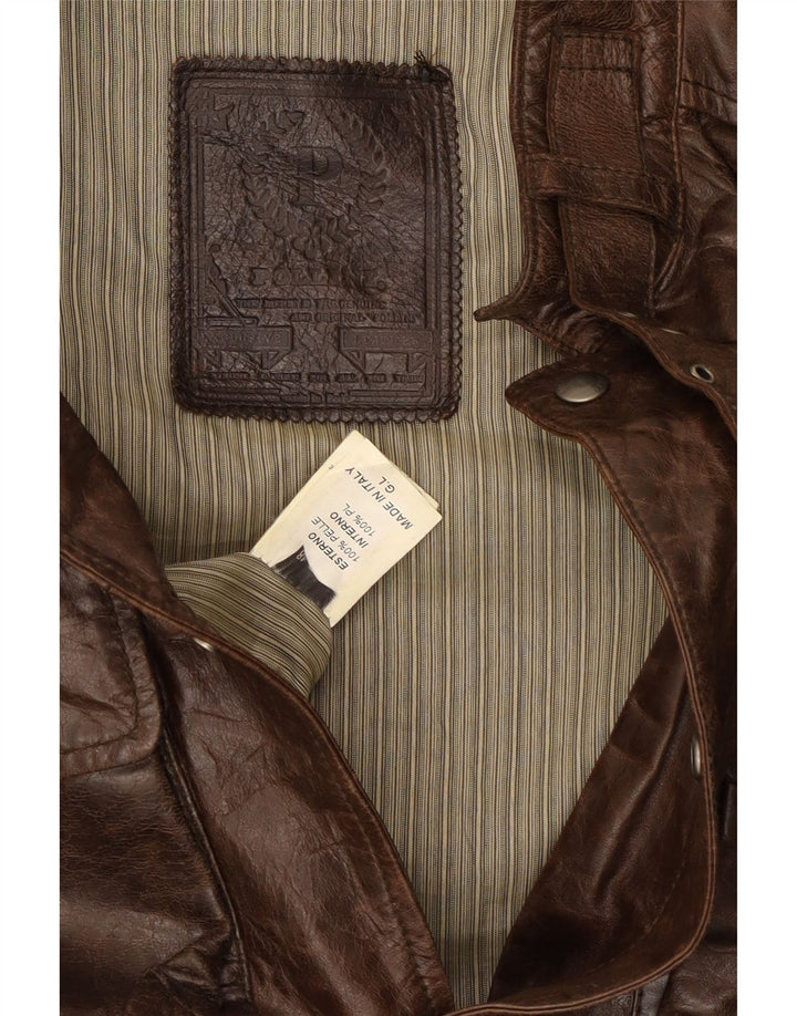 veste en cuir homme vintage UK 38 Cuir brun moyen