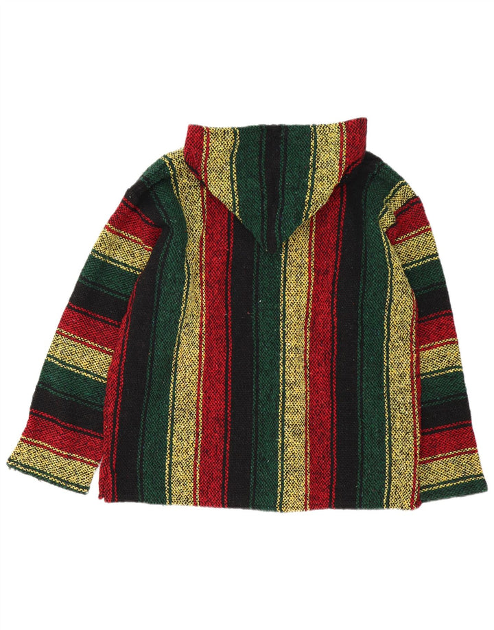 vintage Mens Mexicain Pull à capuche Pull Moyen Multicolore Rayé
