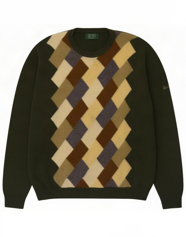 Peter Scott Pull col rond pour homme Vert moyen Argyle/Diamond