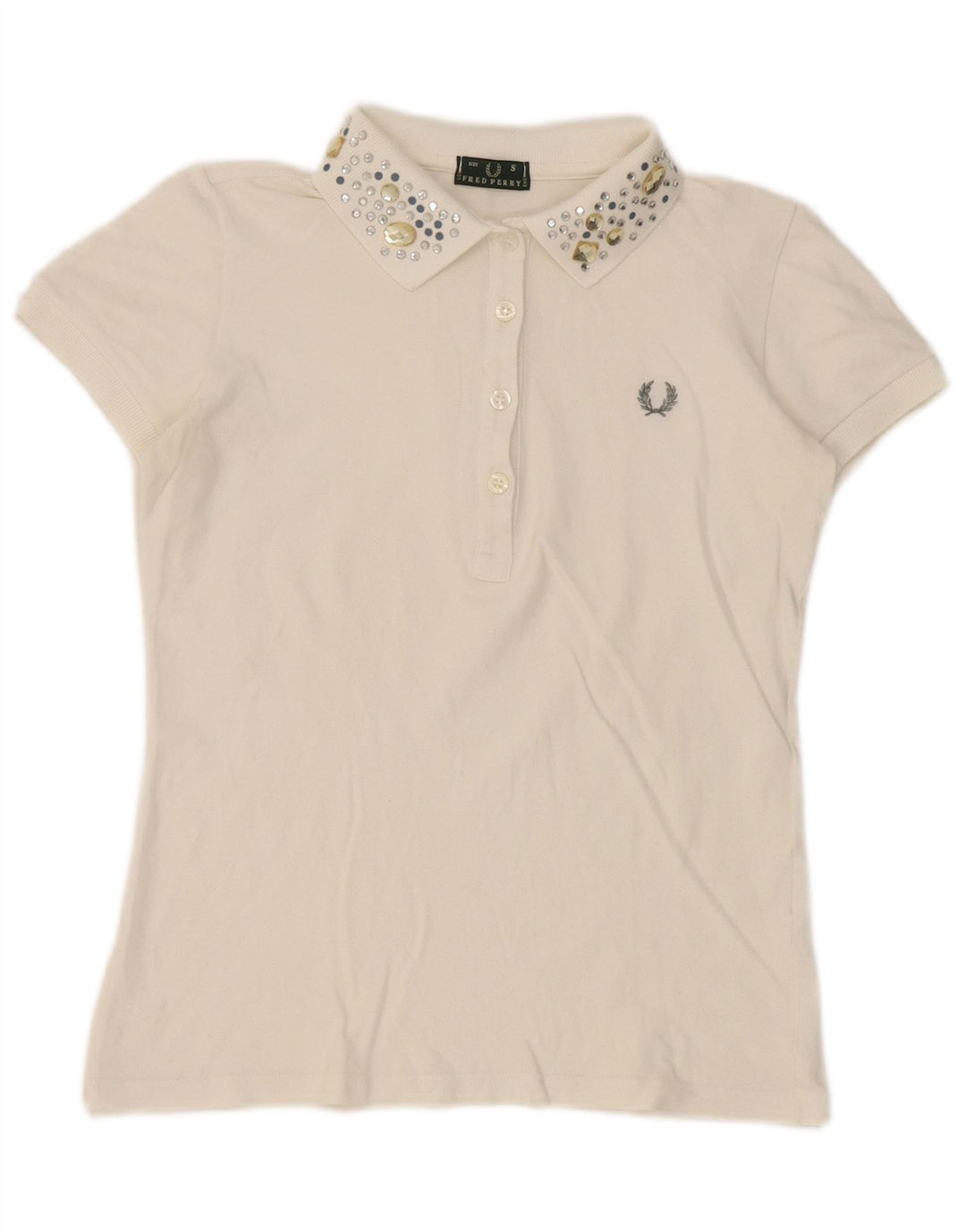 Fred Perry Polo Femme UK 10 Petit Blanc