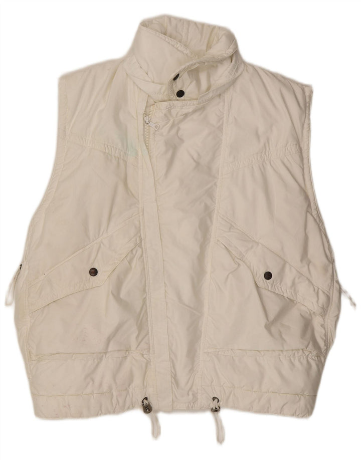 vintage Mens Loose Fit Rembourré Gilet UK 38 Moyen Blanc Polyester