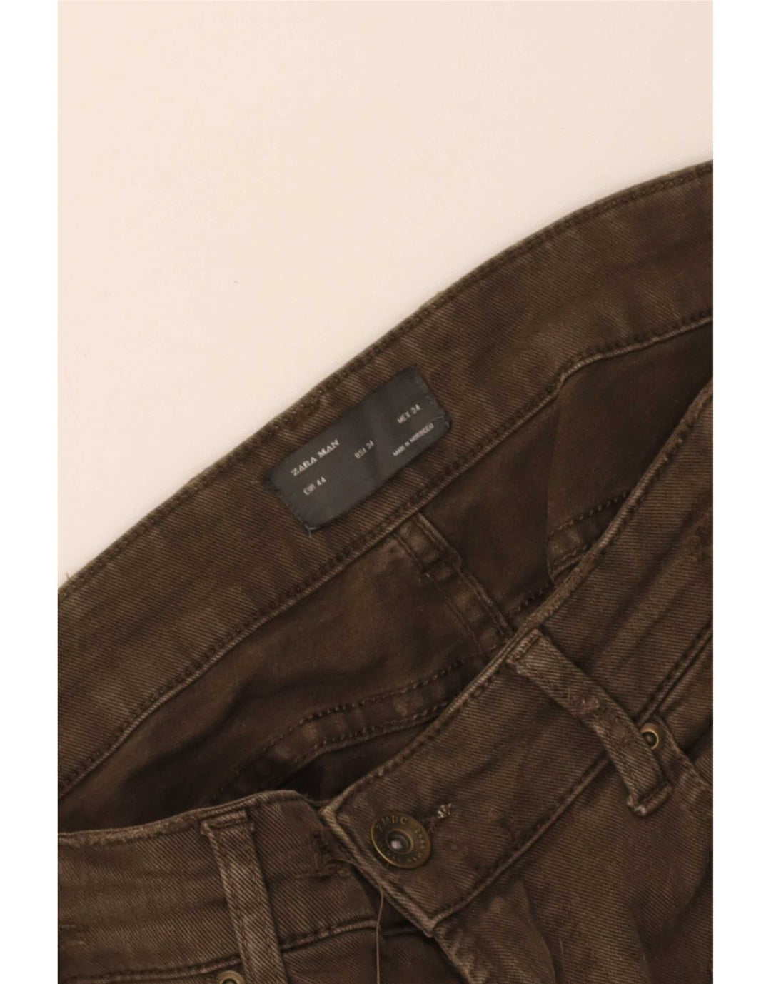 Zara Pantalon cargo slim pour homme EU 44 Large W34 L29 Kaki