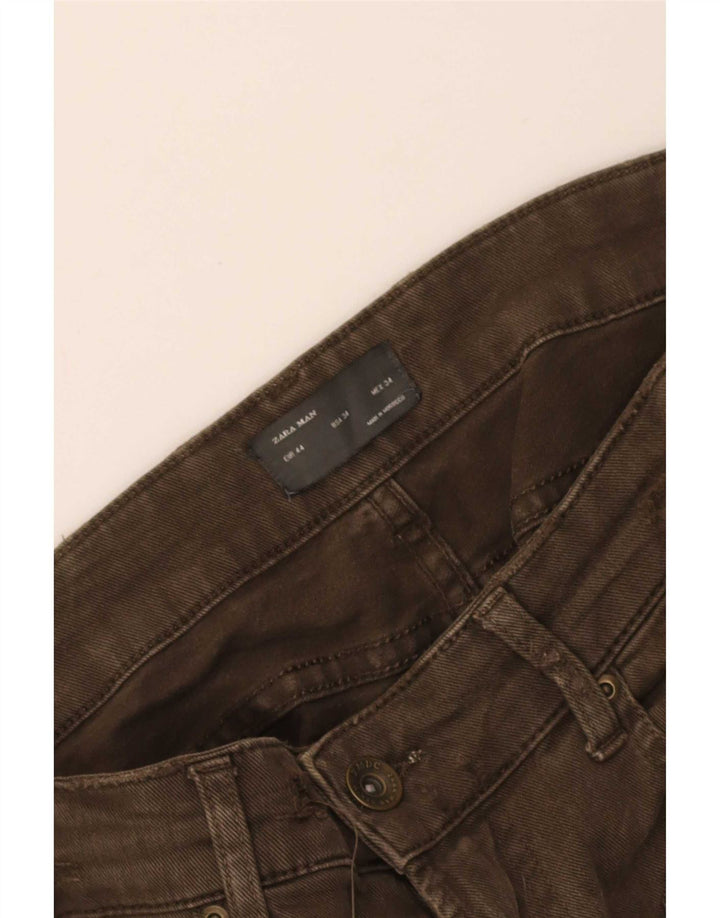 Zara Pantalon cargo slim pour homme EU 44 Large W34 L29 Kaki