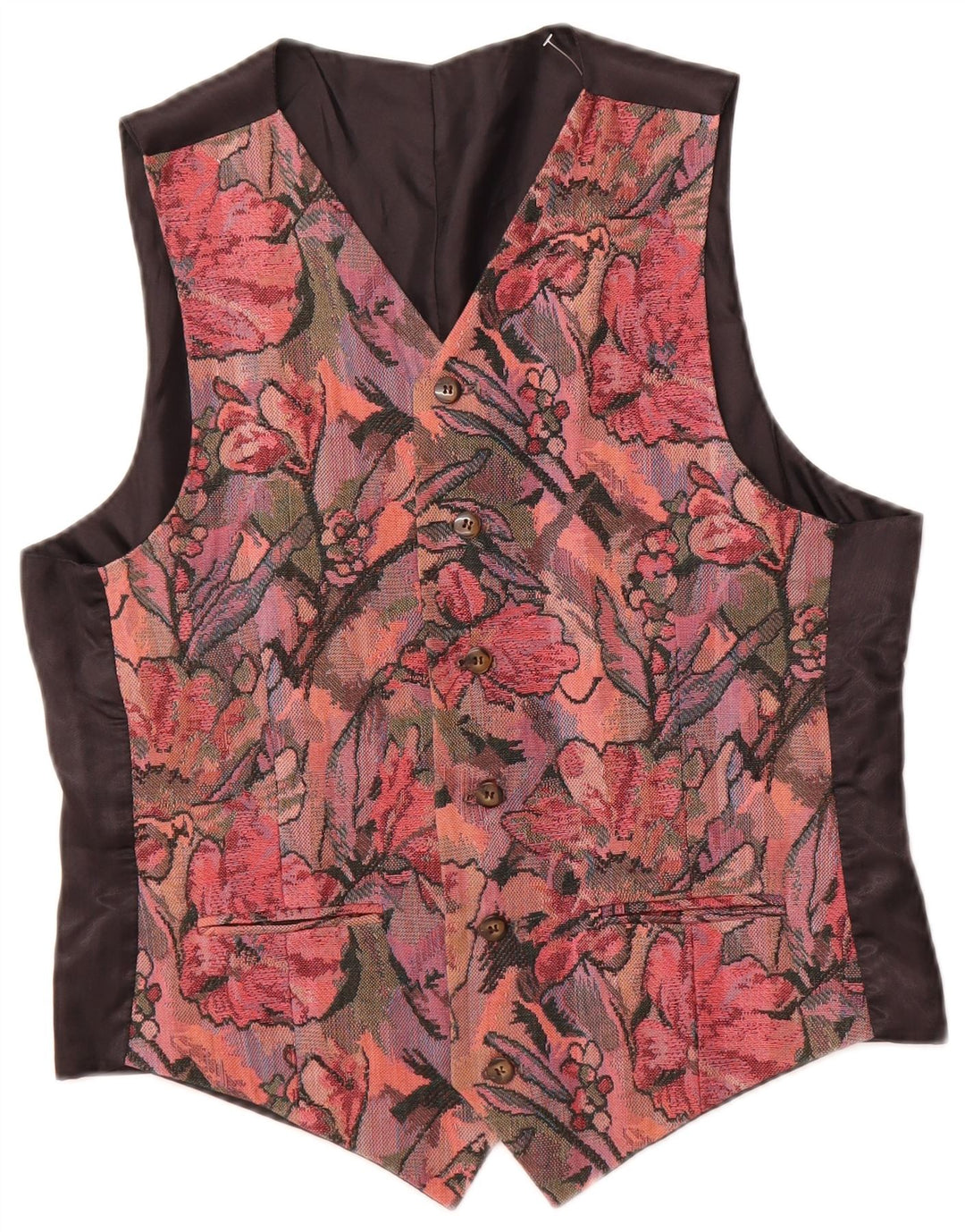 VINTAGE Gilet Homme IT 48 Rose Moyen Floral