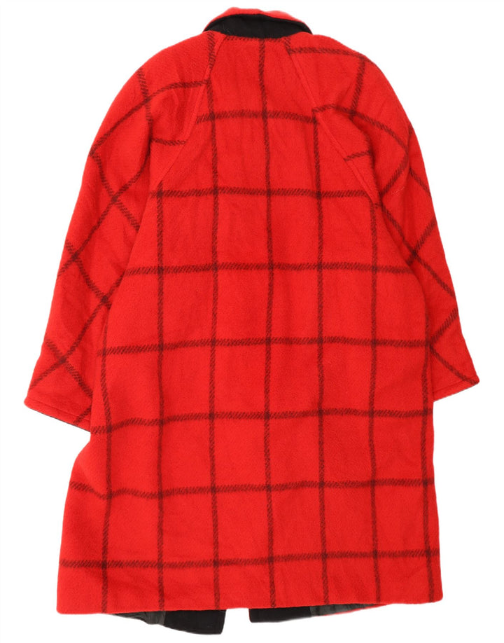 vintage Femme Oversize Double Breasted Coat IT 44 Moyen Rouge Check Wool