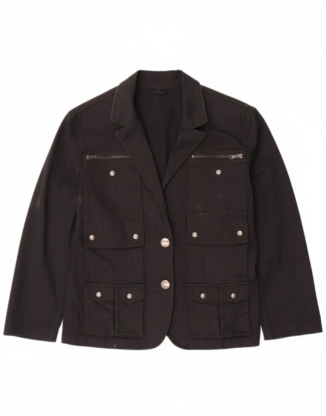 FAY Womens Utility Jacket IT 44 Medium Black Cotton