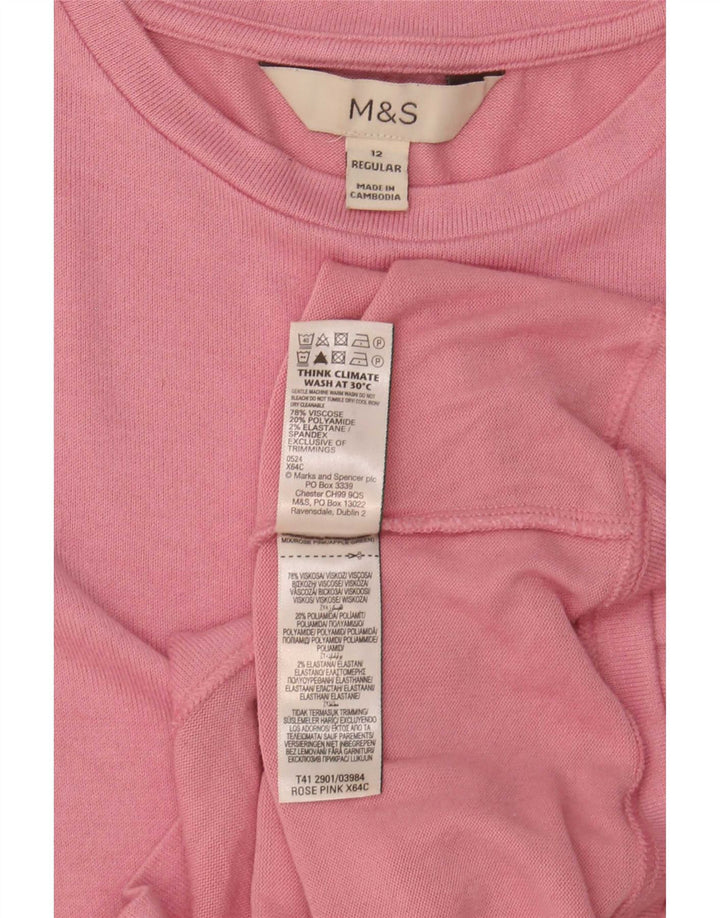 Marks & Spencer Haut à manches longues pour femme UK 42 Viscose rose moyen
