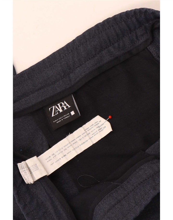 Zara Pantalon Chino Slim Homme Petit W30 L30 Bleu Marine Polyester