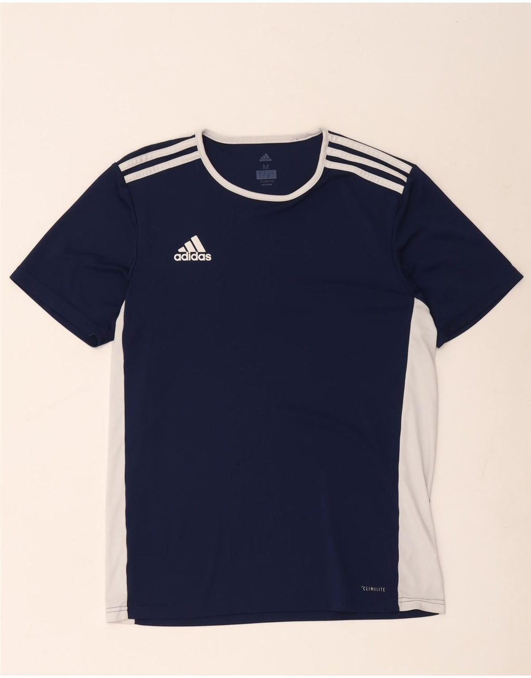 Adidas Hommes Climalite T-Shirt Top Bleu Marine Colorblock Polyester