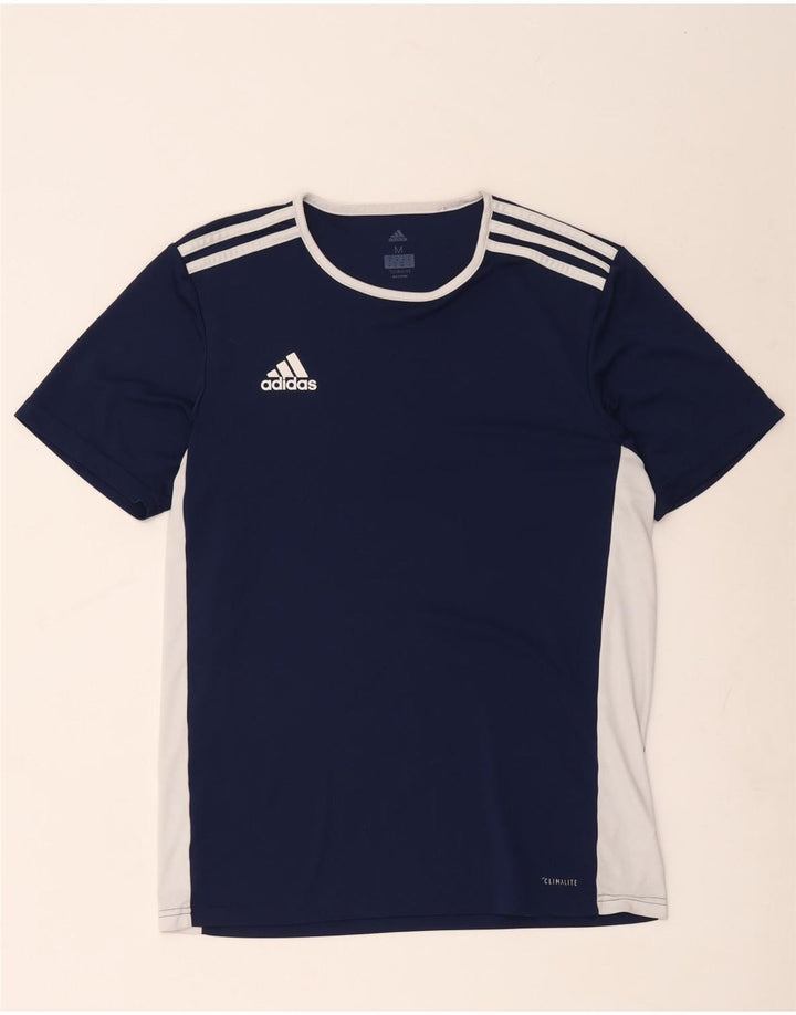 Adidas Hommes Climalite T-Shirt Top Bleu Marine Colorblock Polyester