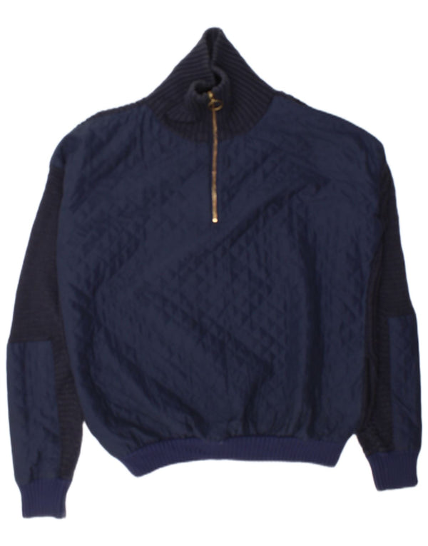 Topshop Pull surdimensionné à col zippé pour femme UK 12 Bleu marine moyen