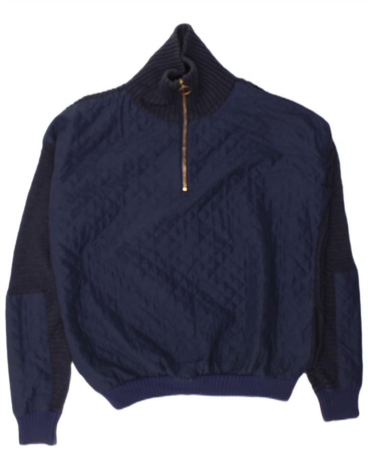 Topshop Pull surdimensionné à col zippé pour femme UK 12 Bleu marine moyen