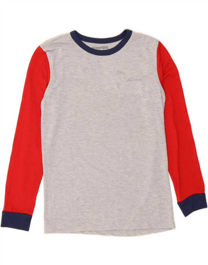 EDDIE BAUER Boys Top Long Sleeve 10-11 Years Medium  Grey Colourblock Vintage Eddie Bauer and Second-Hand Eddie Bauer from Messina Hembry 