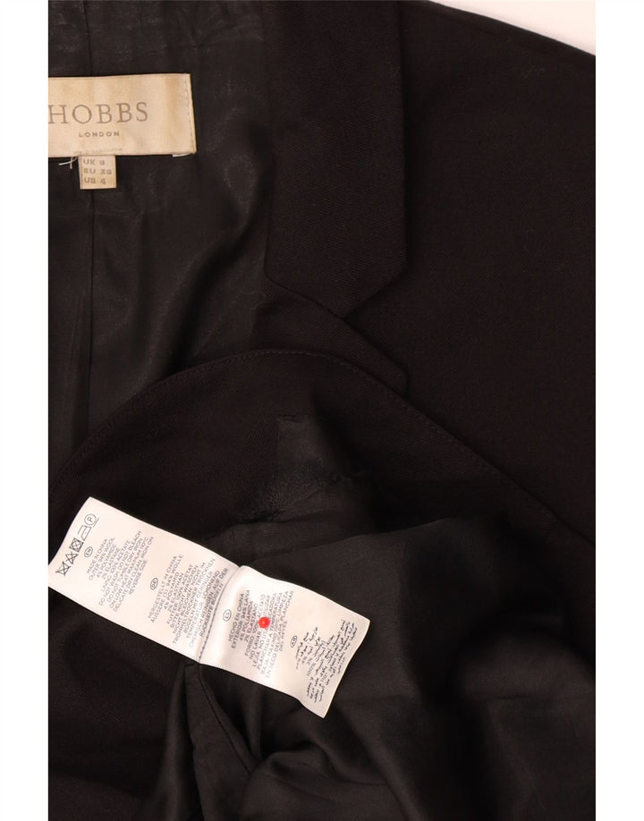 Hobbs Veste Blazer 1 Bouton Femme UK 8 Petite Laine Noire