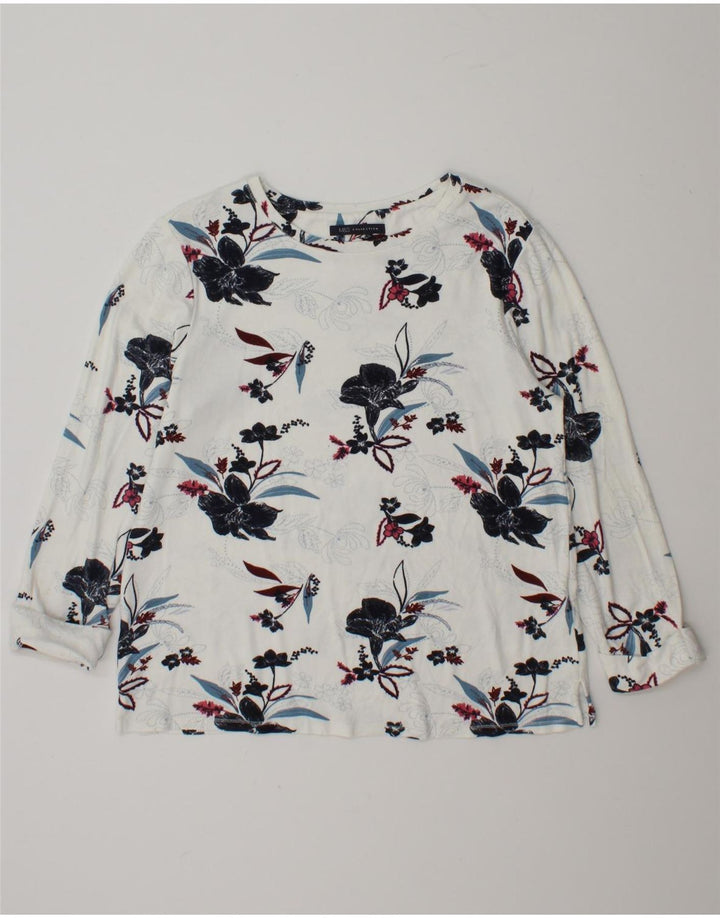Marks & Spencer Haut à manches longues pour femme UK 12 Medium White Floral Viscose