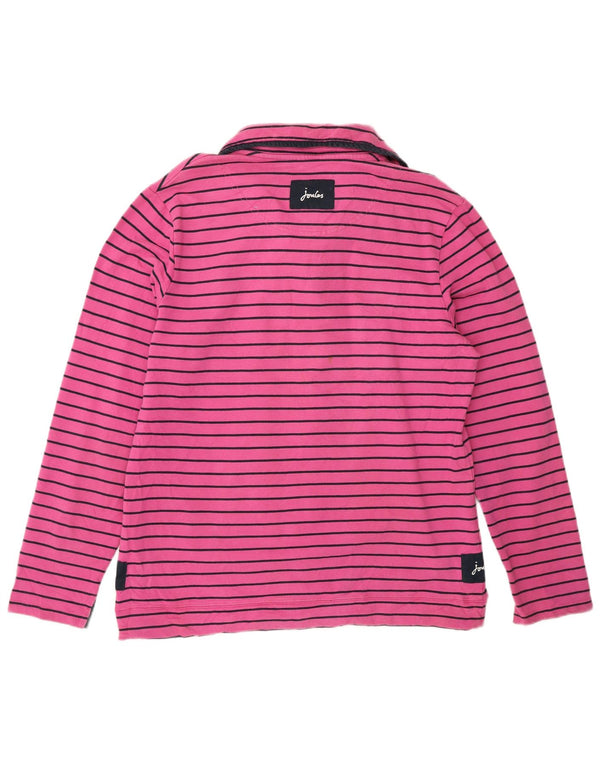 Joules Womens Button Neck Sweatshirt Jumper UK 14 Large Rose Rayé Coton