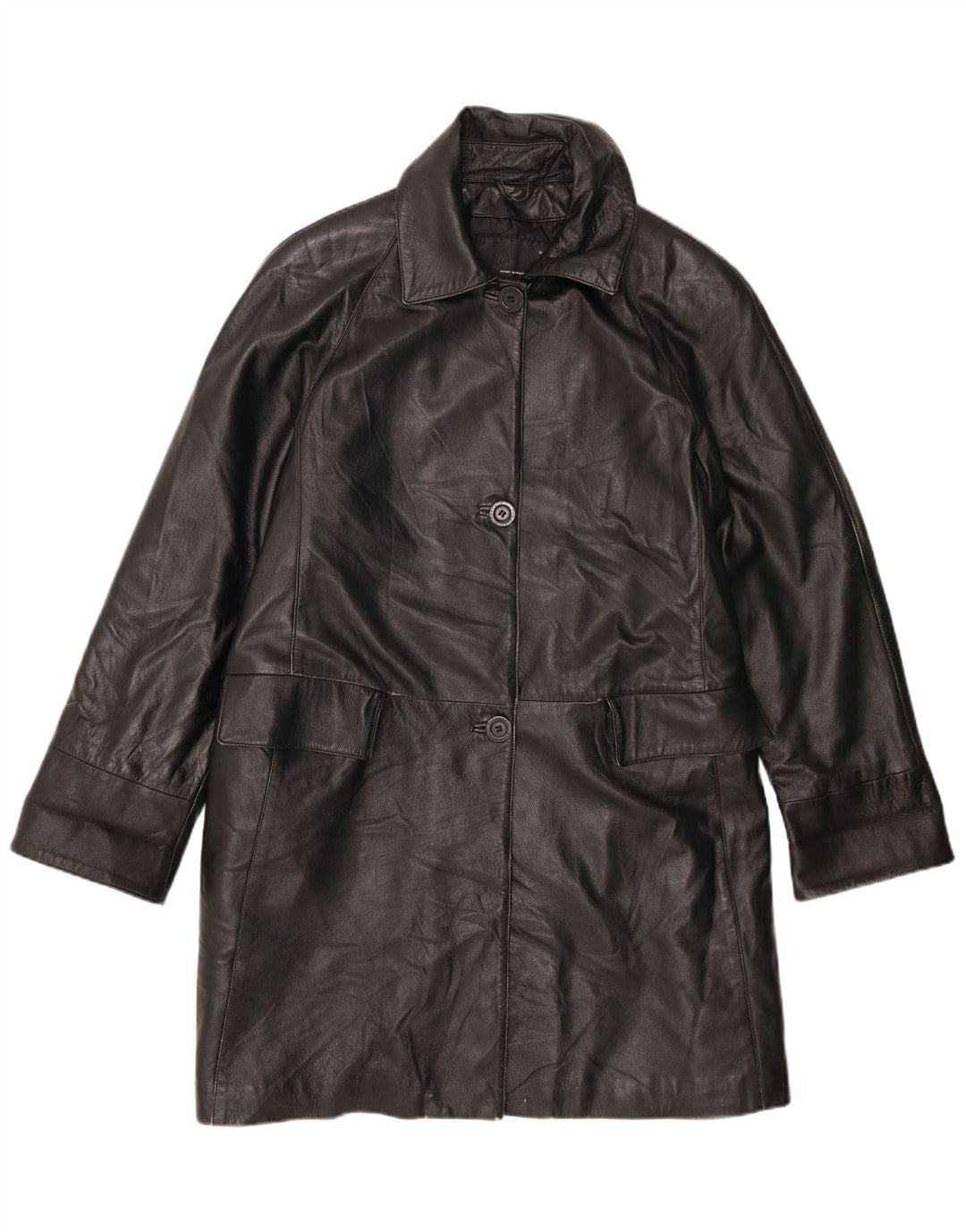 manteau en cuir femme vintage IT 42 Cuir noir moyen