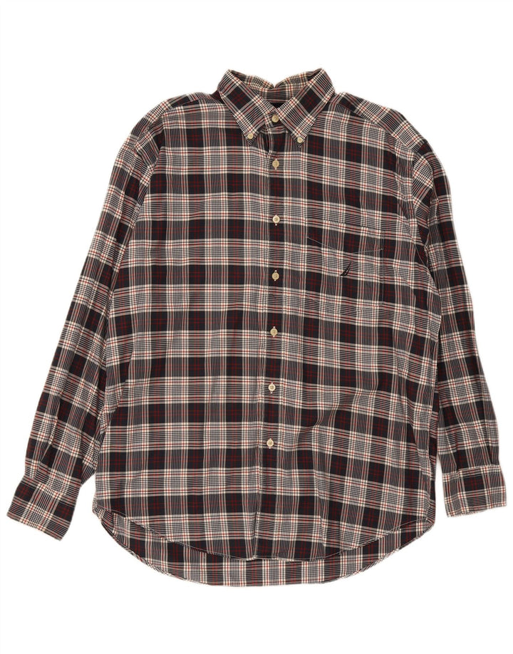 Nautica Chemise coupe classique pour homme en coton à carreaux bleu marine