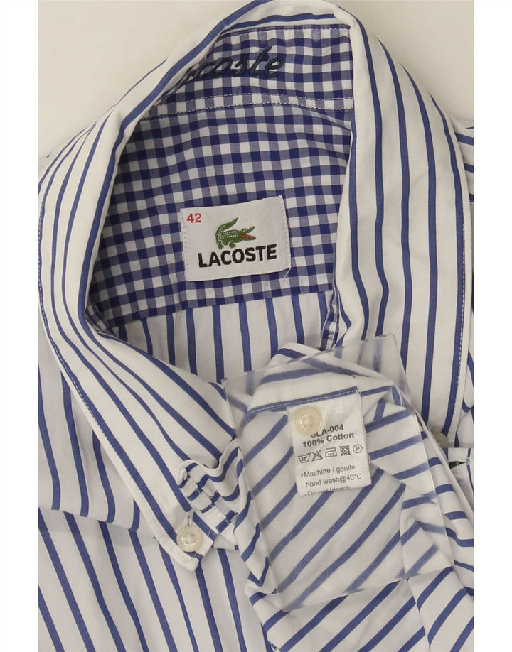 Lacoste Chemise Homme Taille 42 Grand coton à fines rayures blanches