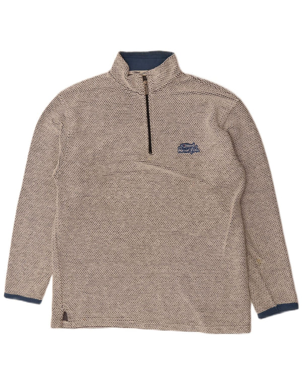 Weird Fish Pull à col zippé pour homme en coton moucheté Marron Taille L