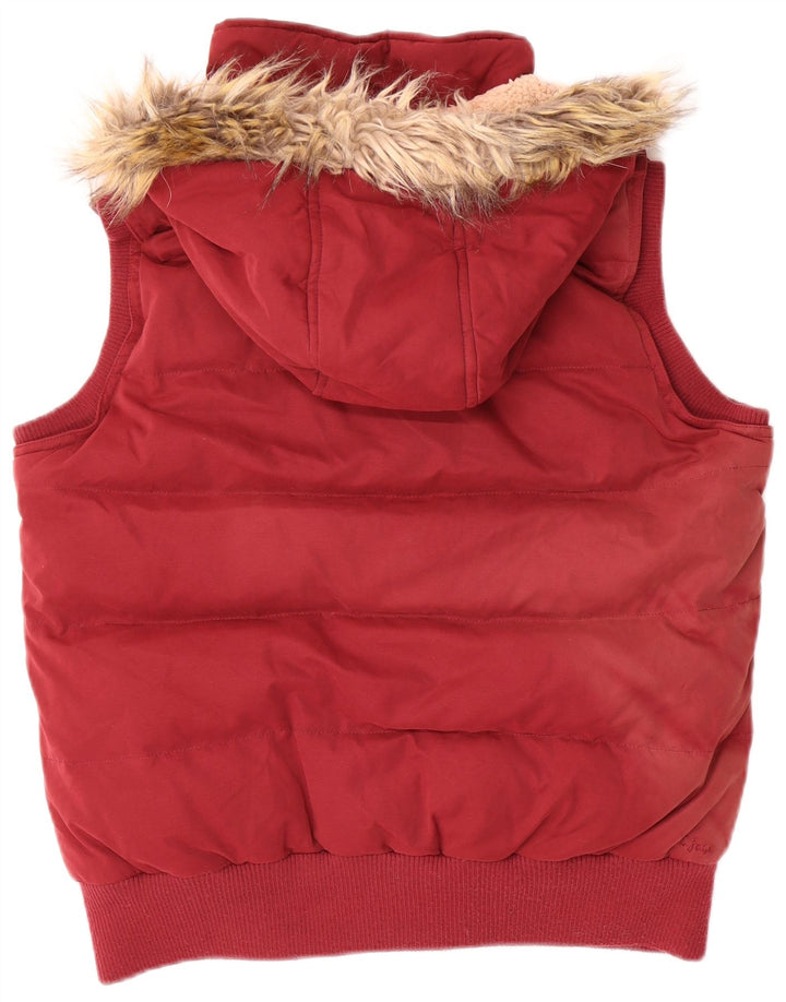 Fat Face Gilet rembourré à capuche pour femme UK 44 Large Rouge Polyester
