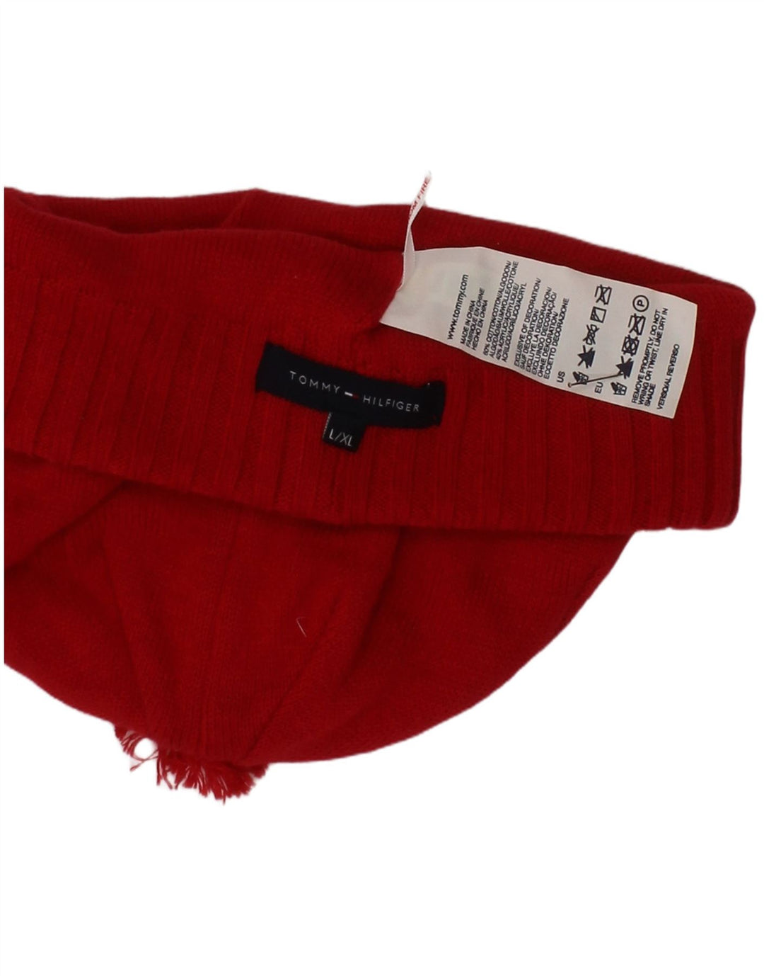 Tommy Hilfiger Bonnet tricoté pour femme Taille L/XL Rouge Coton