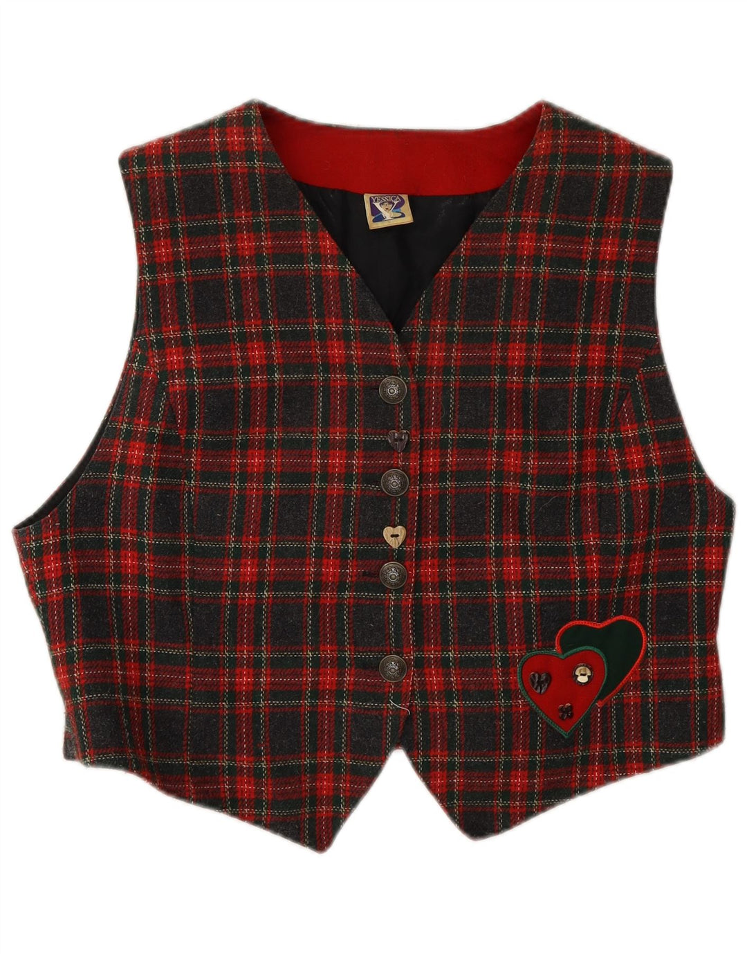 C&A Gilet court pour femme UK 46 Grand carreaux rouges en polyester