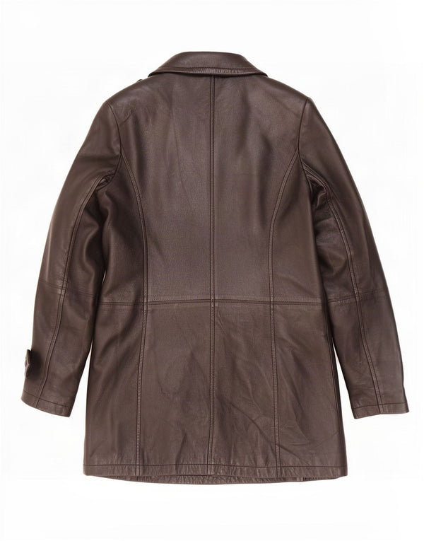 manteau en cuir femme vintage UK 10 Petit Noir