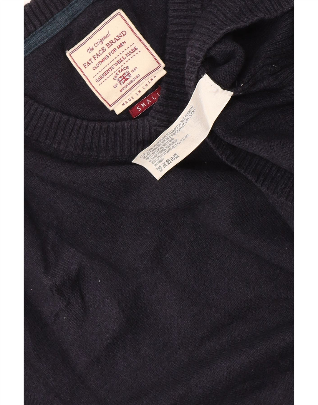 Fat Face Pull col V pour homme en coton bleu marine Taille S