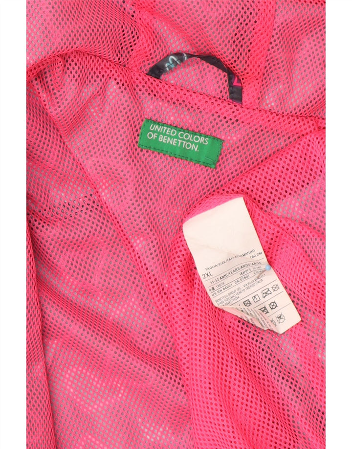 BENETTON Veste de pluie à capuche graphique pour fille 11-12 ans 2XL Gris Coeur
