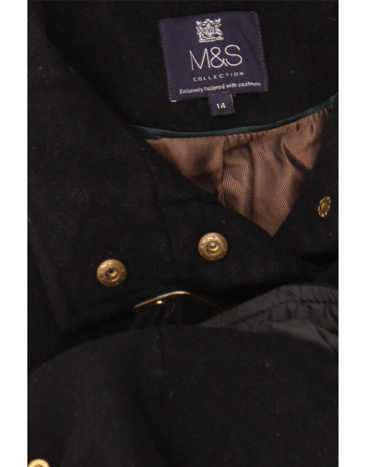 Marks & Spencer Manteau pour femme UK 14 Laine noire moyenne