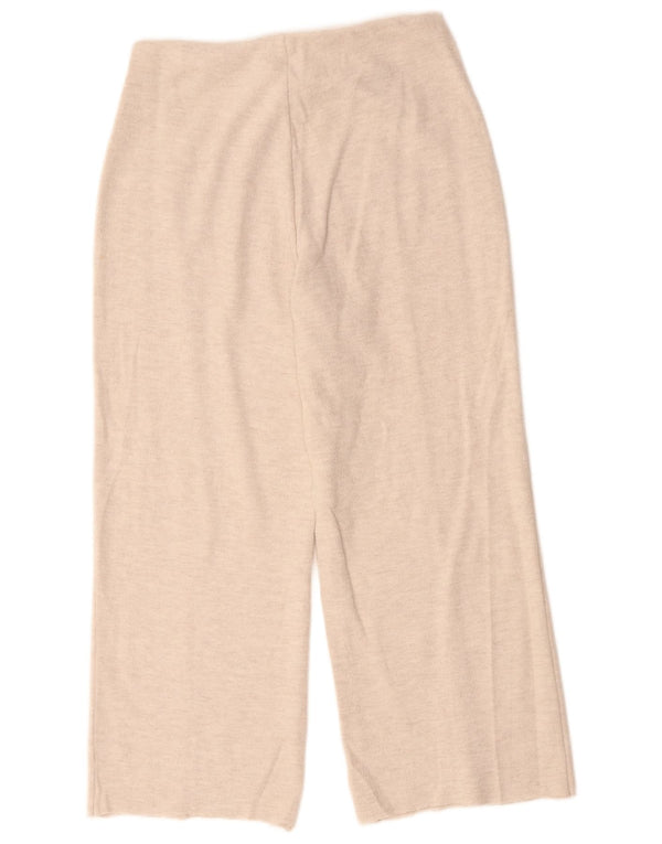 Zara Pantalon de survêtement large pour femme UK 12 Beige moyen