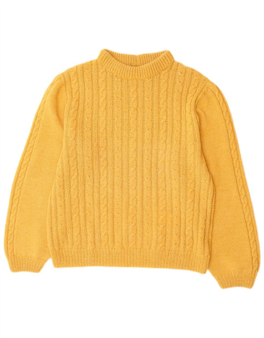 VINTAGE Pull col roulé femme UK 14 Grand Jaune