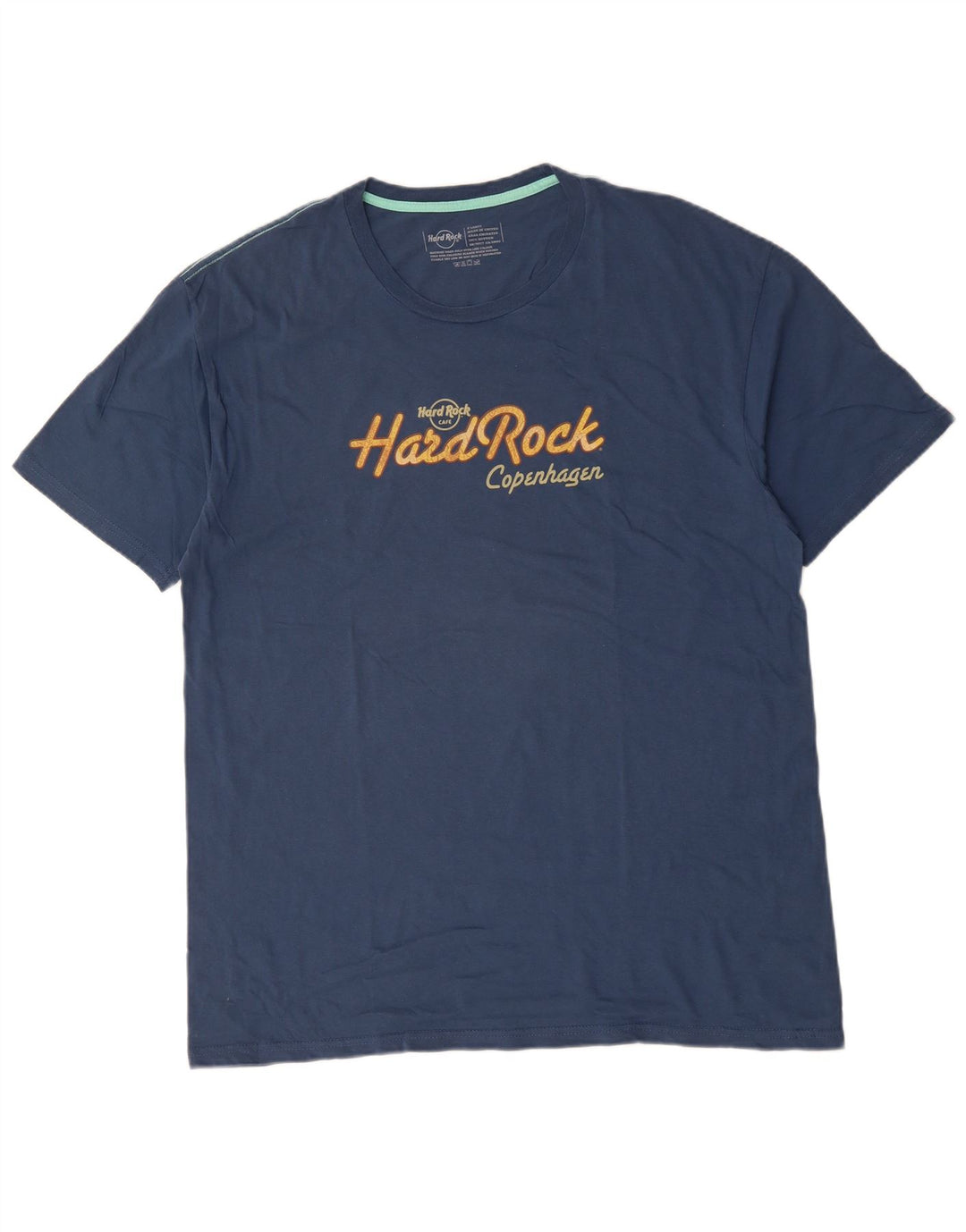HARD ROCK CAFE T-Shirt Graphique Copenhague Homme Top XL Bleu Coton