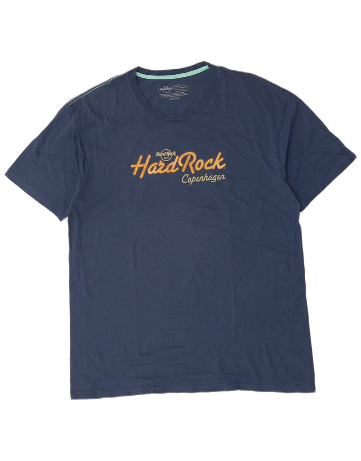 HARD ROCK CAFE T-Shirt Graphique Copenhague Homme Top XL Bleu Coton